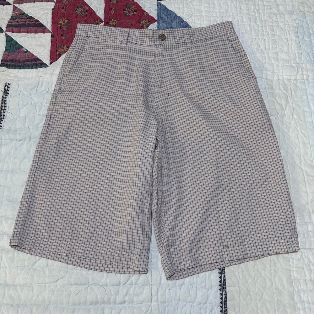 Element Shorts Tan Blue Red Plaid Grid Skate Streetwear